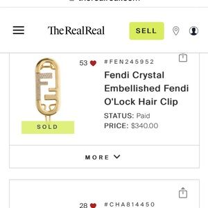 Fendi hair clip gold brand new